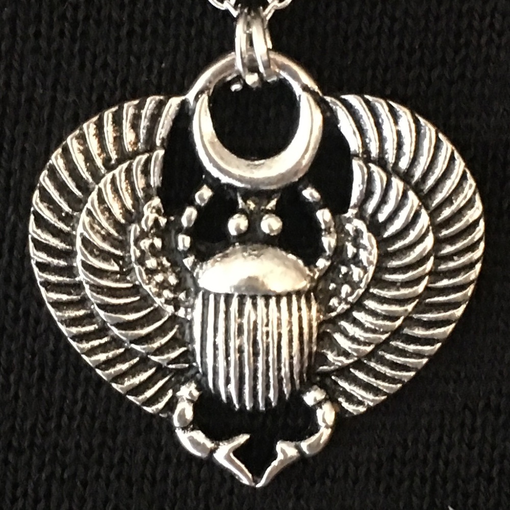“Book of the Dead" Handmade Dainty 2-Layer Egyptian Necklace, Anubis, Scarab - Picture 4 of 14